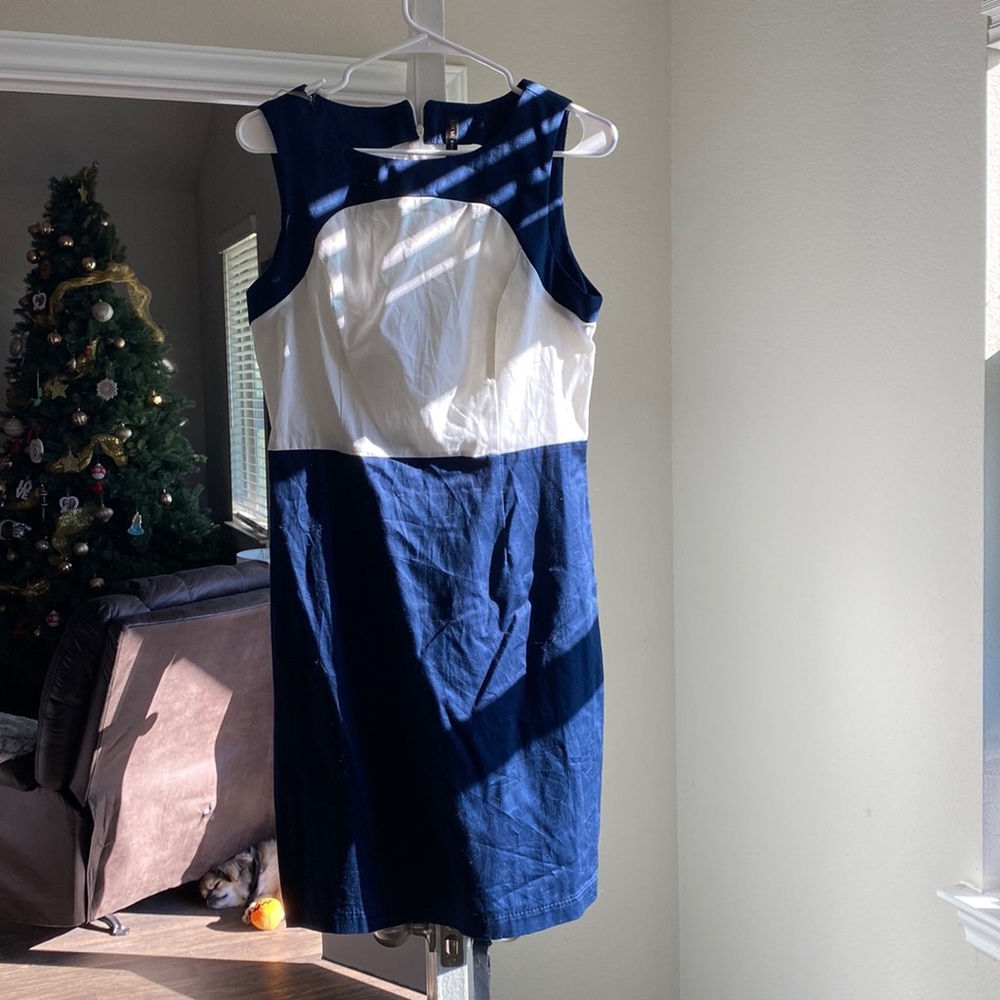 Navy and white dress